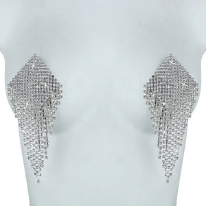 Starlust Rhinestone Tassel Pasties – Reusable Sparkle Stickers - Witty Cheeks, Rave Festival Outfit and Sexy Lingerie