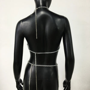 Mirror Triangle Rave outfit– Reflective PU Leather Set with Chains - Witty Cheeks, Rave Festival Outfit and Sexy Lingerie