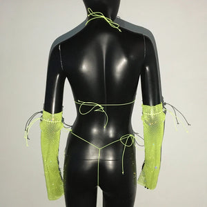 Shiny Rhinestone Rave Set – Sexy Glittertop & thong for Rave,EDM, Club, Festival - Witty Cheeks, Rave Festival Outfit and Sexy Lingerie
