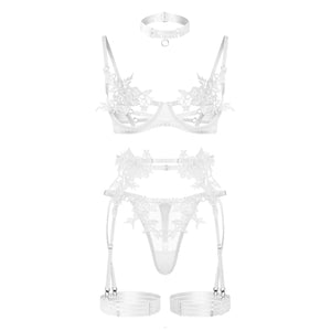 Strappy Open Bra & Garter Panty for Boudoir, Rave & Fantasy Nights - Witty Cheeks, Rave Festival Outfit and Sexy Lingerie