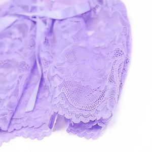 Lavender Lace Lingerie Set – Sheer Bra & Skirted Garter Set for Boudoir, Raves - Witty Cheeks, Rave Festival Outfit and Sexy Lingerie