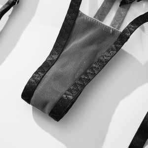 Strappy Open Bra & Garter Panty for Boudoir, Rave & Fantasy Nights - Witty Cheeks, Rave Festival Outfit and Sexy Lingerie