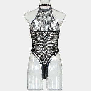 Mesh Fishnet Bodysuit – High-Cut See-Through One-Piece for Boudoir, Rave & Roleplay - Witty Cheeks, Rave Festival Outfit and Sexy Lingerie