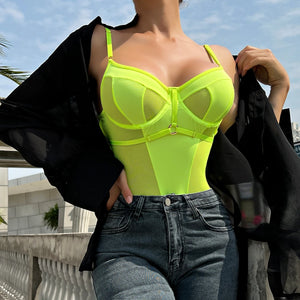 After Dark Mesh Bodysuit – Black Strappy Sheer Lingerie for Rave, Boudoir & Bold Nights - Witty Cheeks, Rave Festival Outfit and Sexy Lingerie