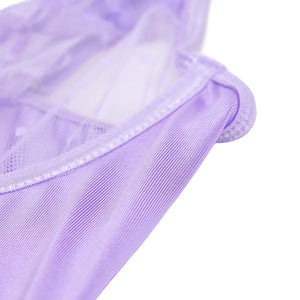 Lavender Lace Lingerie Set – Sheer Bra & Skirted Garter Set for Boudoir, Raves - Witty Cheeks, Rave Festival Outfit and Sexy Lingerie