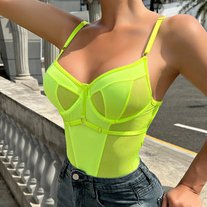 After Dark Mesh Bodysuit – Black Strappy Sheer Lingerie for Rave, Boudoir & Bold Nights - Witty Cheeks, Rave Festival Outfit and Sexy Lingerie