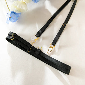 Lace Lingerie Set – 3-Piece Satin & Sheer Garter Outfit with Embroidered Floral Panels - Witty Cheeks, Rave Festival Outfit and Sexy Lingerie