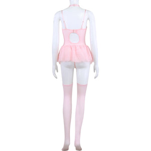 Pink Corset Lingerie Set 5-Piece Lace Dress for Boudoir & Costume - Witty Cheeks, Rave Festival Outfit and Sexy Lingerie