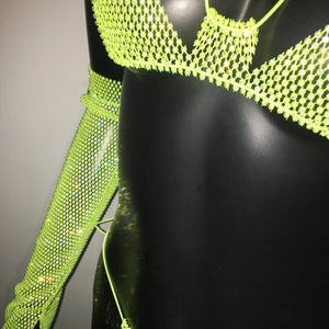 Shiny Rhinestone Rave Set – Sexy Glittertop & thong for Rave,EDM, Club, Festival - Witty Cheeks, Rave Festival Outfit and Sexy Lingerie