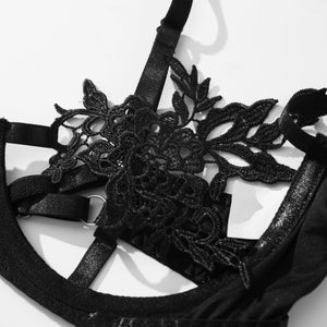 Strappy Open Bra & Garter Panty for Boudoir, Rave & Fantasy Nights - Witty Cheeks, Rave Festival Outfit and Sexy Lingerie