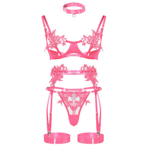 Strappy Open Bra & Garter Panty for Boudoir, Rave & Fantasy Nights - Witty Cheeks, Rave Festival Outfit and Sexy Lingerie