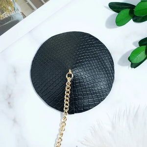 Chain Collar & Pasties Set – Bold Black & Gold Body Accessory - Witty Cheeks, Rave Festival Outfit and Sexy Lingerie