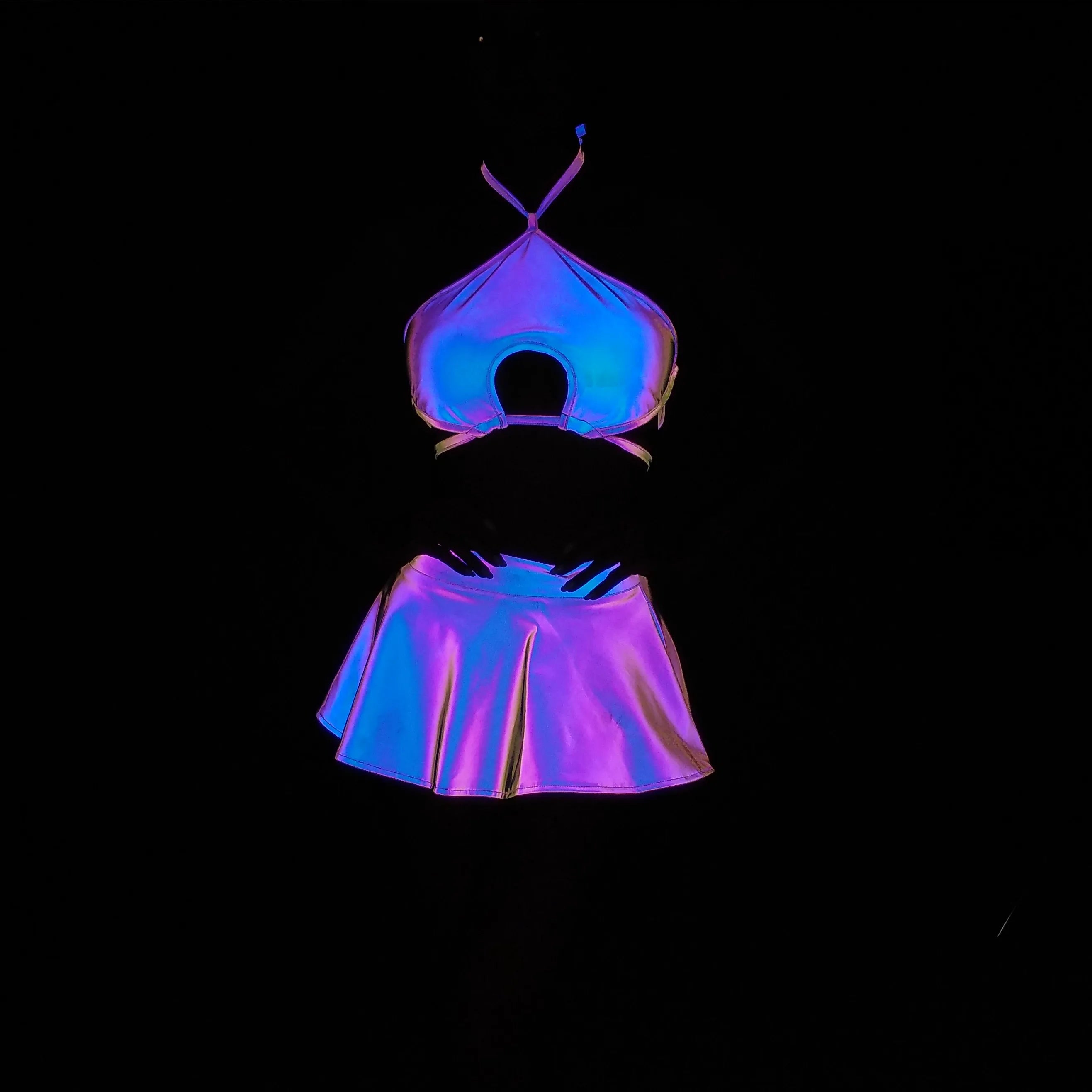 Reflective Hollow Out Festival rave Outfit lingerie