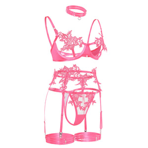 Strappy Open Bra & Garter Panty for Boudoir, Rave & Fantasy Nights - Witty Cheeks, Rave Festival Outfit and Sexy Lingerie