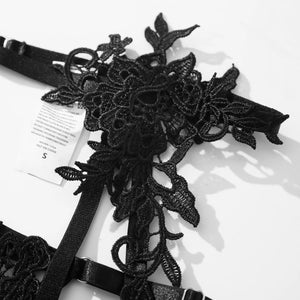 Strappy Open Bra & Garter Panty for Boudoir, Rave & Fantasy Nights - Witty Cheeks, Rave Festival Outfit and Sexy Lingerie