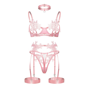 Strappy Open Bra & Garter Panty for Boudoir, Rave & Fantasy Nights - Witty Cheeks, Rave Festival Outfit and Sexy Lingerie