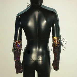 Shiny Rhinestone Rave Set – Sexy Glittertop & thong for Rave,EDM, Club, Festival - Witty Cheeks, Rave Festival Outfit and Sexy Lingerie