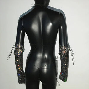 Shiny Rhinestone Rave Set – Sexy Glittertop & thong for Rave,EDM, Club, Festival - Witty Cheeks, Rave Festival Outfit and Sexy Lingerie