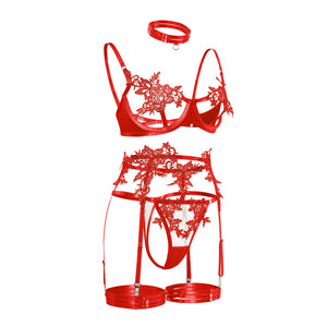 Strappy Open Bra & Garter Panty for Boudoir, Rave & Fantasy Nights - Witty Cheeks, Rave Festival Outfit and Sexy Lingerie