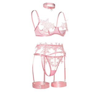 Strappy Open Bra & Garter Panty for Boudoir, Rave & Fantasy Nights - Witty Cheeks, Rave Festival Outfit and Sexy Lingerie