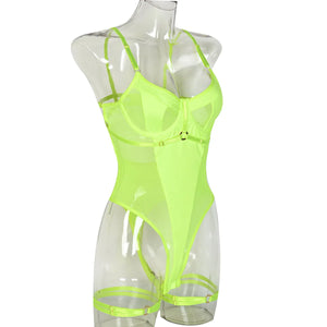 After Dark Mesh Bodysuit – Black Strappy Sheer Lingerie for Rave, Boudoir & Bold Nights - Witty Cheeks, Rave Festival Outfit and Sexy Lingerie