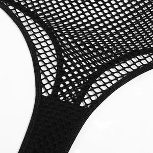 Mesh Fishnet Bodysuit – High-Cut See-Through One-Piece for Boudoir, Rave & Roleplay - Witty Cheeks, Rave Festival Outfit and Sexy Lingerie