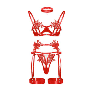 Strappy Open Bra & Garter Panty for Boudoir, Rave & Fantasy Nights - Witty Cheeks, Rave Festival Outfit and Sexy Lingerie