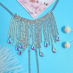 Cosmic Crystal Star nipple cover Pasties with Tassel Choker Chain - Witty Cheeks, Rave Festival Outfit and Sexy Lingerie