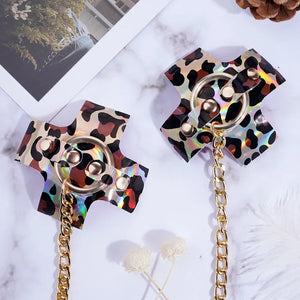 Sexy Body Harness & Cross Pasties Nipple cover Set - Witty Cheeks, Rave Festival Outfit and Sexy Lingerie