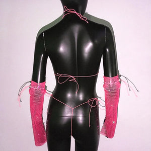 Shiny Rhinestone Rave Set – Sexy Glittertop & thong for Rave,EDM, Club, Festival - Witty Cheeks, Rave Festival Outfit and Sexy Lingerie