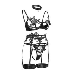 Strappy Open Bra & Garter Panty for Boudoir, Rave & Fantasy Nights - Witty Cheeks, Rave Festival Outfit and Sexy Lingerie