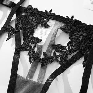 Strappy Open Bra & Garter Panty for Boudoir, Rave & Fantasy Nights - Witty Cheeks, Rave Festival Outfit and Sexy Lingerie