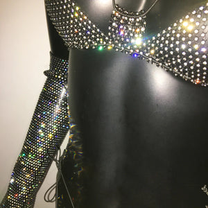 Shiny Rhinestone Rave Set – Sexy Glittertop & thong for Rave,EDM, Club, Festival - Witty Cheeks, Rave Festival Outfit and Sexy Lingerie