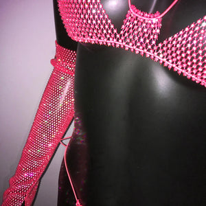 Shiny Rhinestone Rave Set – Sexy Glittertop & thong for Rave,EDM, Club, Festival - Witty Cheeks, Rave Festival Outfit and Sexy Lingerie
