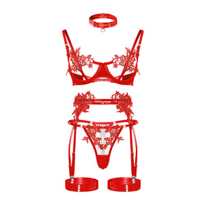 Strappy Open Bra & Garter Panty for Boudoir, Rave & Fantasy Nights - Witty Cheeks, Rave Festival Outfit and Sexy Lingerie