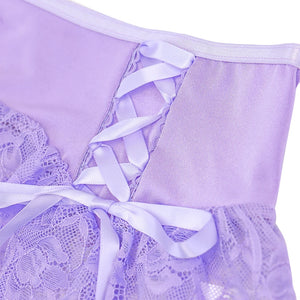 Lavender Lace Lingerie Set – Sheer Bra & Skirted Garter Set for Boudoir, Raves - Witty Cheeks, Rave Festival Outfit and Sexy Lingerie