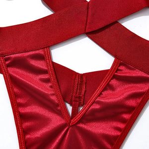 Rave Festival Outfit Sexy Strappy Striped Bodysuit - One Piece Open Bust Underwire, Valentine Gift for her Jumpsuit Women | Valentine's Day idea wife, girlfriend - Witty Cheeks, Rave Festival Outfit and Sexy Lingerie