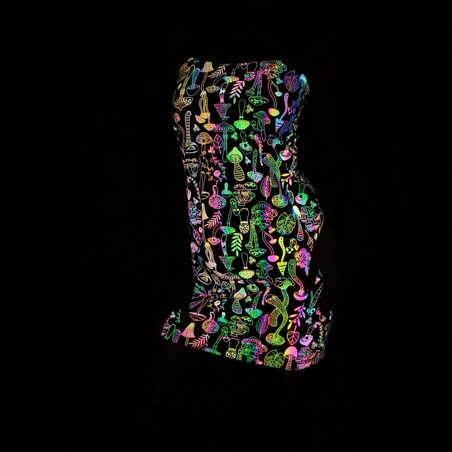 Reflective Rave Festival Sexy Mushroom Dress