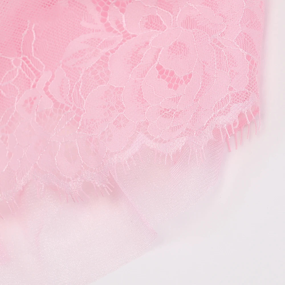 Pink Corset Lingerie Set 5-Piece Lace Dress for Boudoir & Costume - Witty Cheeks, Rave Festival Outfit and Sexy Lingerie