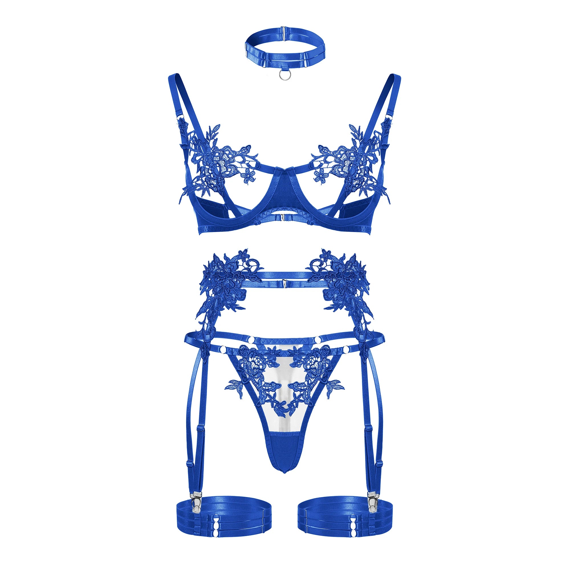 Strappy Open Bra & Garter Panty for Boudoir, Rave & Fantasy Nights - Witty Cheeks, Rave Festival Outfit and Sexy Lingerie