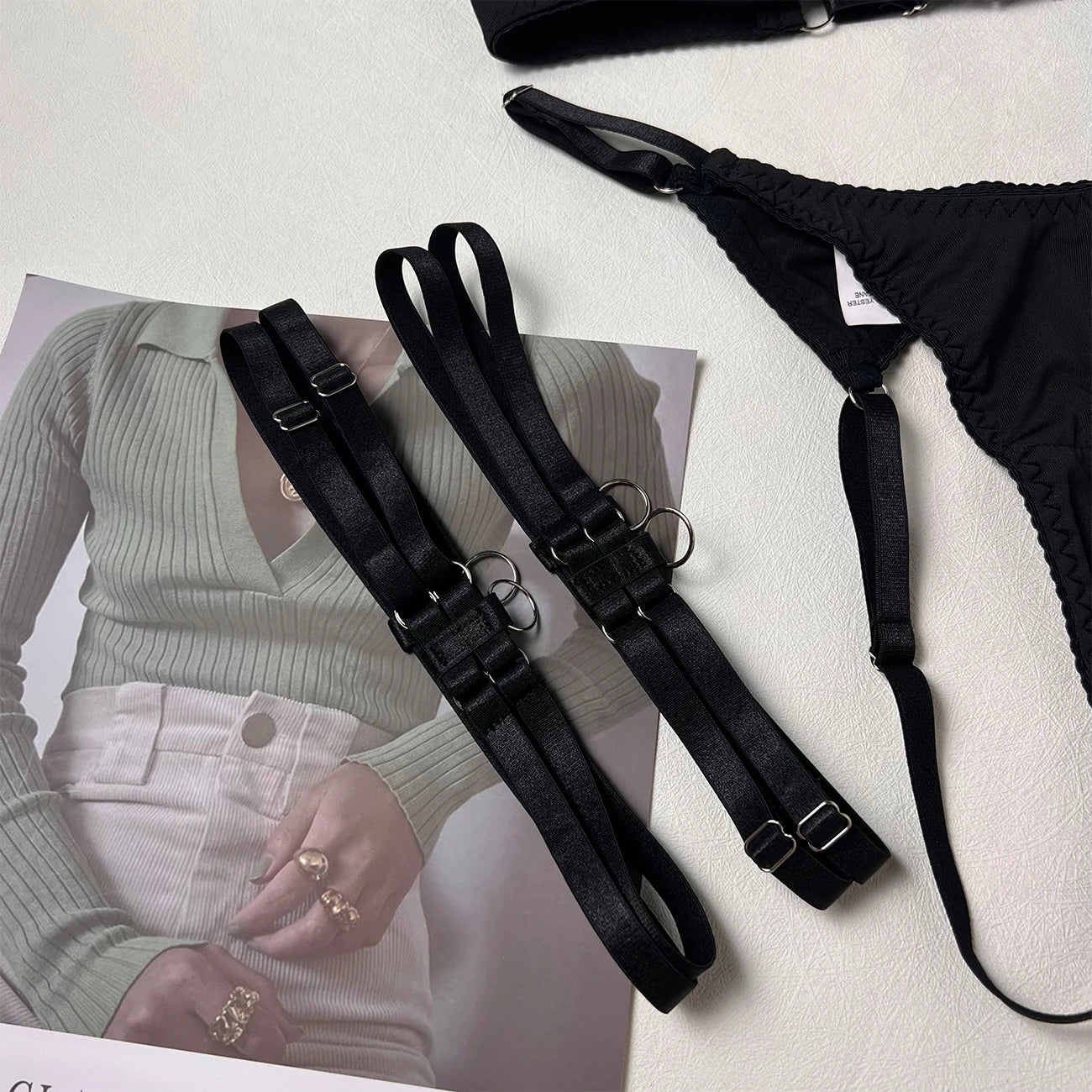 Tease Tamer Tassel Lingerie Set –Crotchless Strappy Open Bra Lingerie Rave, Boudoir & Wild Nights In - Witty Cheeks, Rave Festival Outfit and Sexy Lingerie