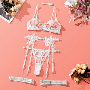 Strappy Open Bra & Garter Panty for Boudoir, Rave & Fantasy Nights - Witty Cheeks, Rave Festival Outfit and Sexy Lingerie