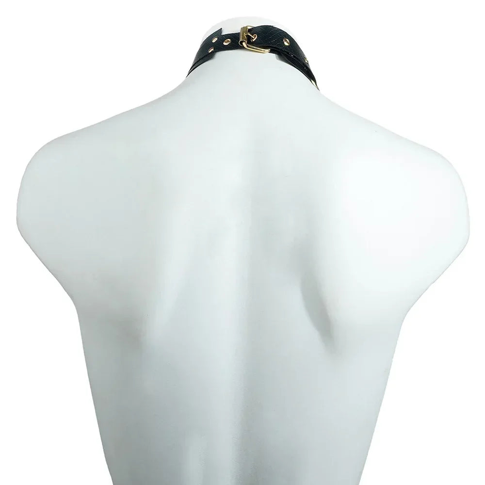 Chain Collar & Pasties Set – Bold Black & Gold Body Accessory - Witty Cheeks, Rave Festival Outfit and Sexy Lingerie