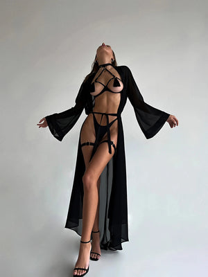 Tease Tamer Tassel Lingerie Set –Crotchless Strappy Open Bra Lingerie Rave, Boudoir & Wild Nights In - Witty Cheeks, Rave Festival Outfit and Sexy Lingerie
