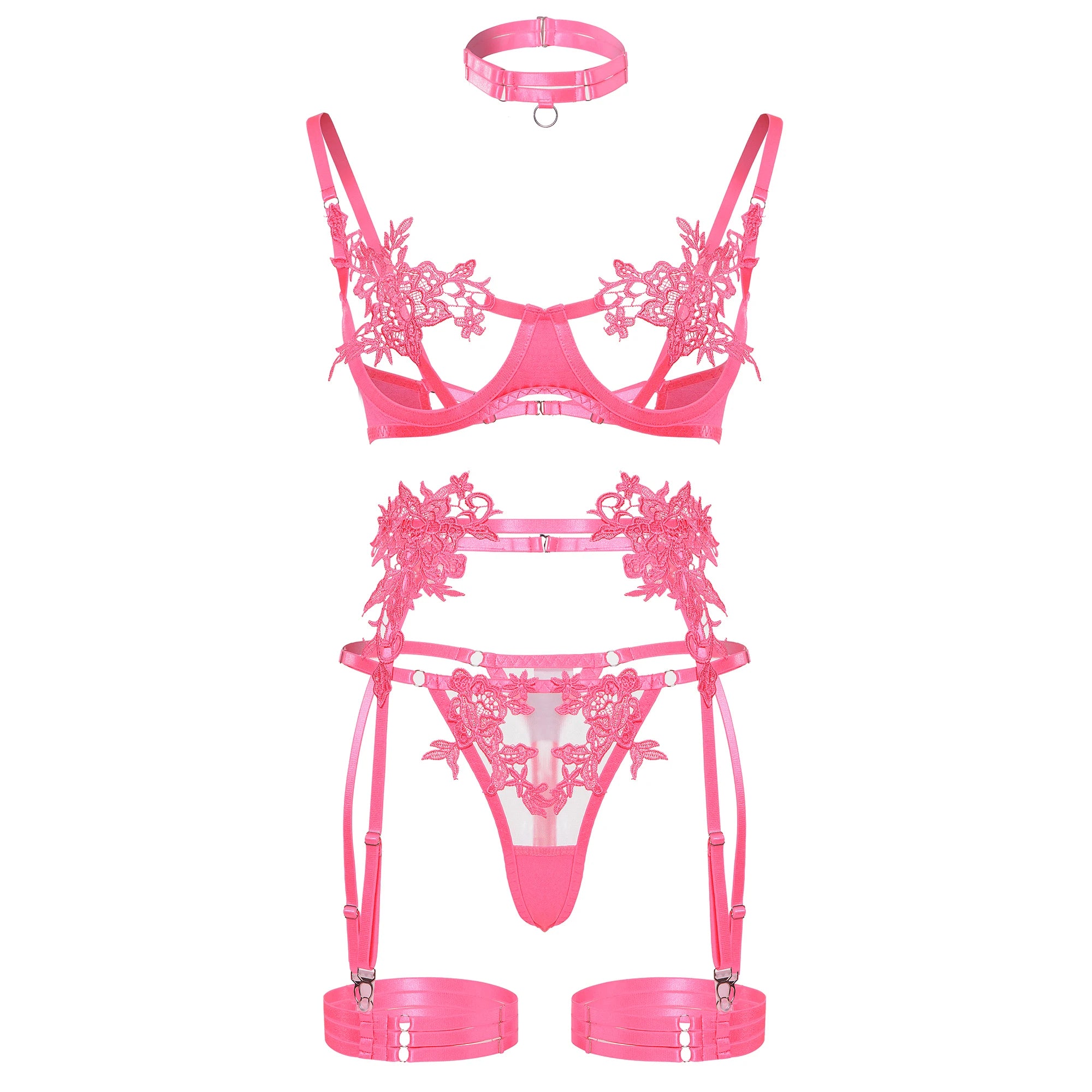 Strappy Open Bra & Garter Panty for Boudoir, Rave & Fantasy Nights - Witty Cheeks, Rave Festival Outfit and Sexy Lingerie