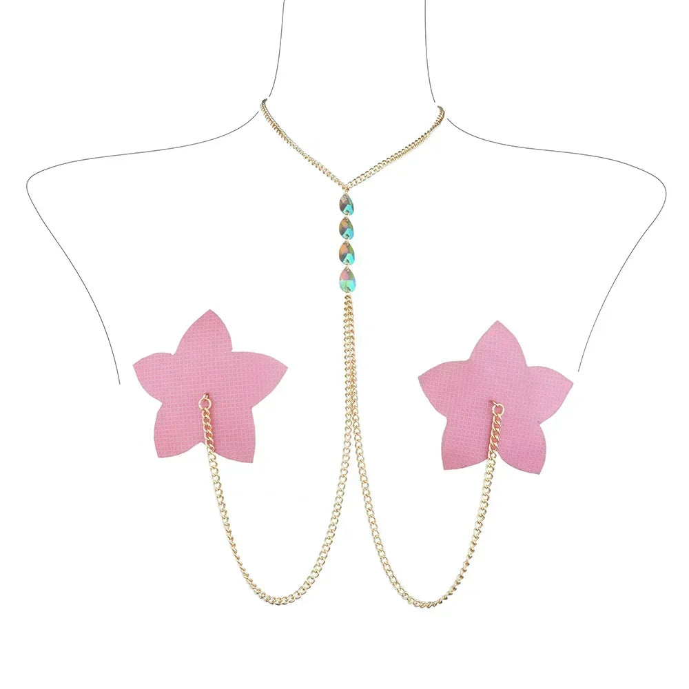 Starlet Chain & Petal Nipple Covers pasties - Witty Cheeks, Rave Festival Outfit and Sexy Lingerie