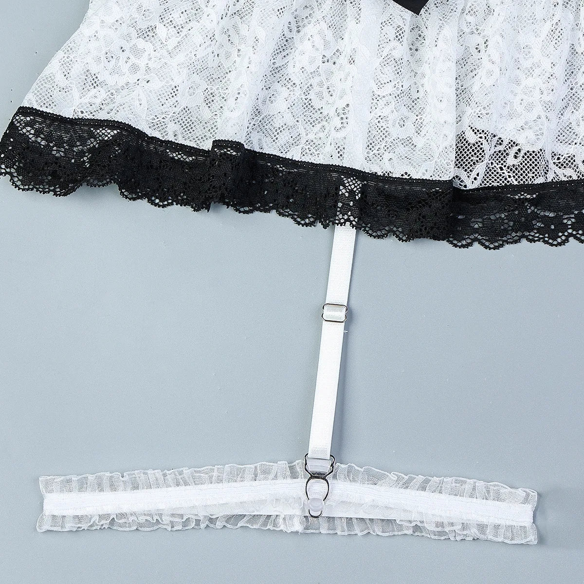 White Corset Lingerie Set – Lace-Up Bustier with Garters & Thong, Sexy Elegant - Witty Cheeks, Rave Festival Outfit and Sexy Lingerie