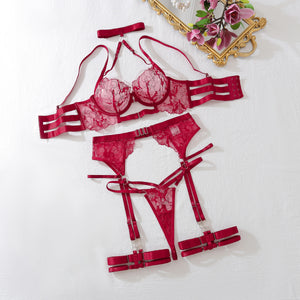 Ellolace Sexy Lingеrie Set New 2024 Halter Bra Push Up Erotic Costume Fantasy Intimate Sexy Female Complete Transparent Outfits - Witty Cheeks, Rave Festival Outfit and Sexy Lingerie