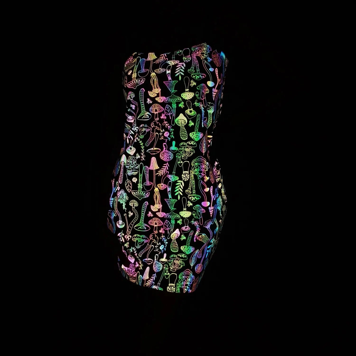Reflective Rave Festival Sexy Mushroom Dress