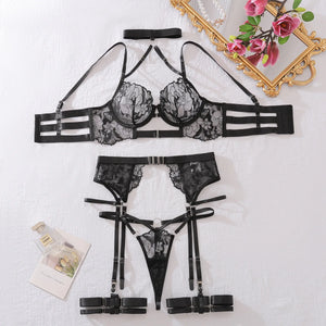 Ellolace Sexy Lingеrie Set New 2024 Halter Bra Push Up Erotic Costume Fantasy Intimate Sexy Female Complete Transparent Outfits - Witty Cheeks, Rave Festival Outfit and Sexy Lingerie